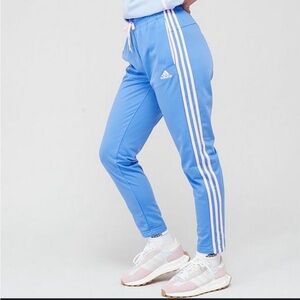 Adidas Essentials 3 Stripe Women’s Track Pants Straight Leg Pink and Blue Size L